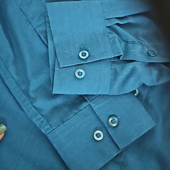 Vroom & Dreesmann Men's Button Down Long Sleeves Shirt With Tie Small Blue - Picture 13 of 16